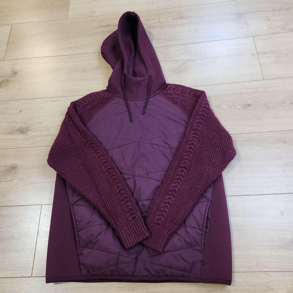 Kari Traa Astrid Hoodie Womens Small Purple Quilted Wool Blend Pullover Sweater